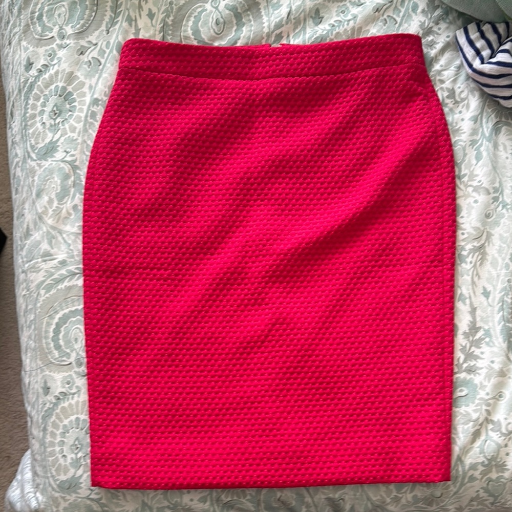J. Crew Red Pencil Skirt Knee-Length Workwear NWT